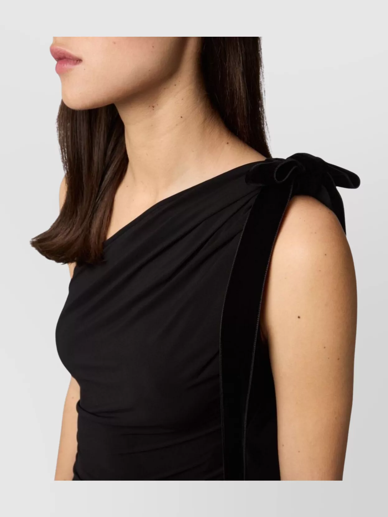 Nina Ricci One Shoulder Draped Bow Dress