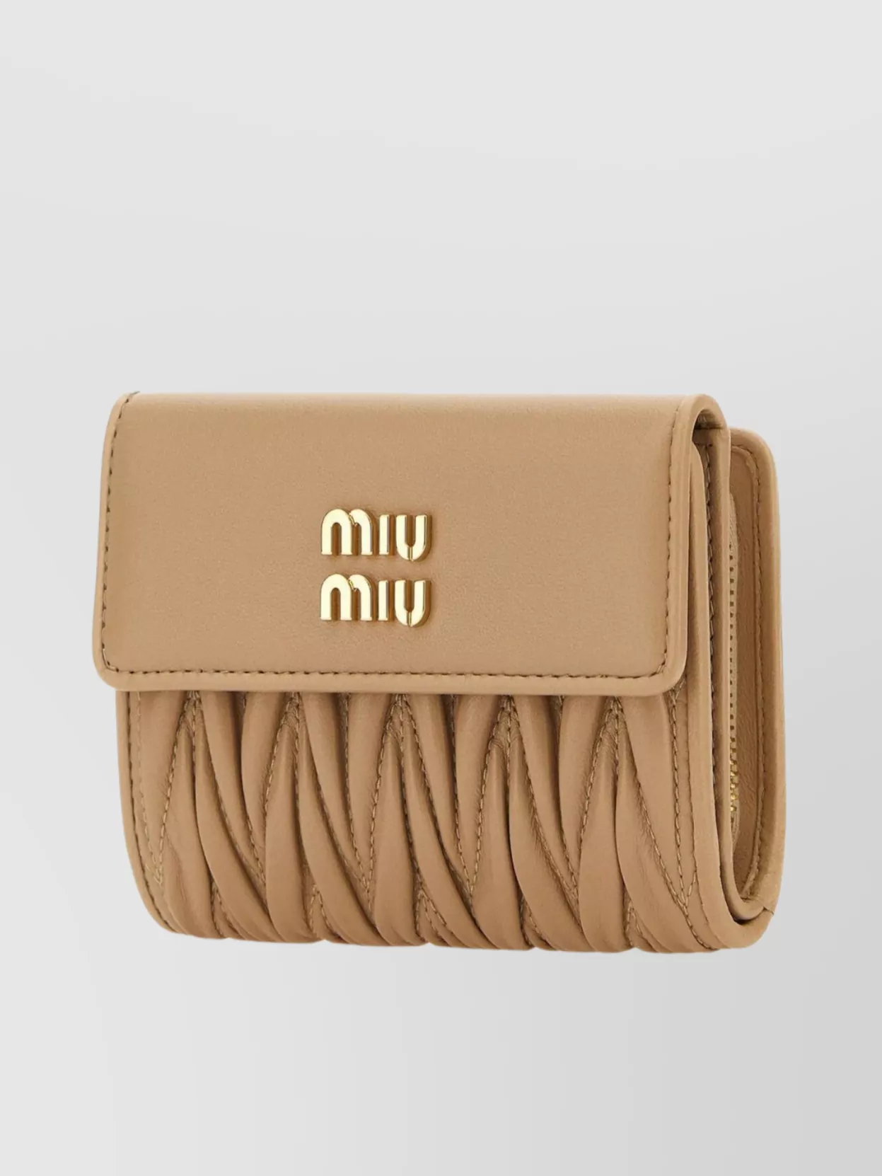 Shop Miu Miu Sand Leather Quilted Wallet