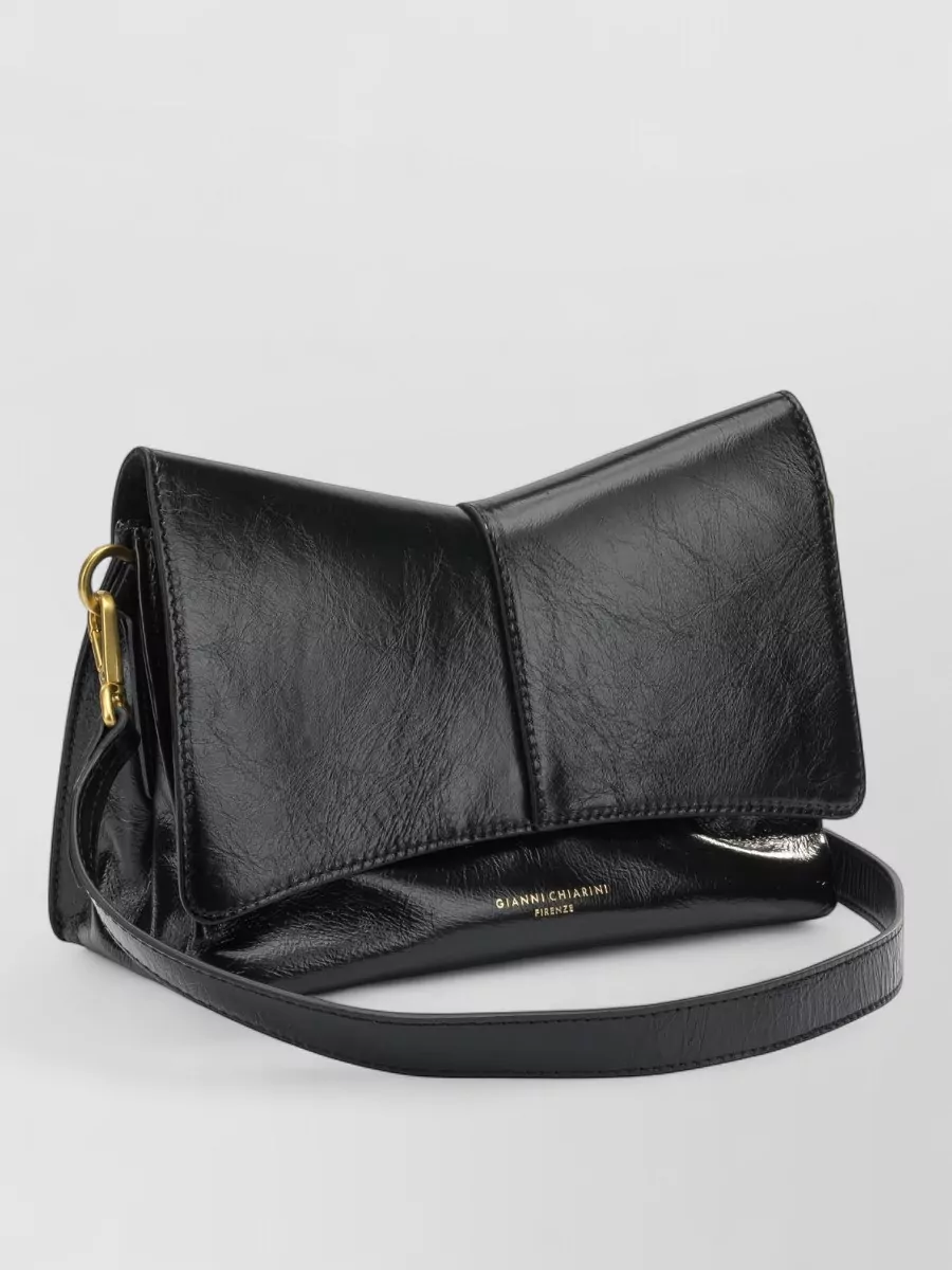 Gianni Chiarini Shoulder Bag Clutch Adjustable Strap Gold Tone In Black