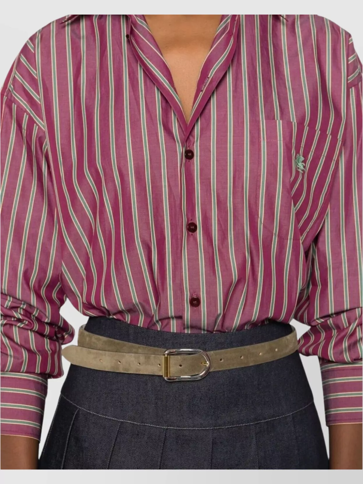 Etro Striped Cotton Shirt Long Sleeves In Red