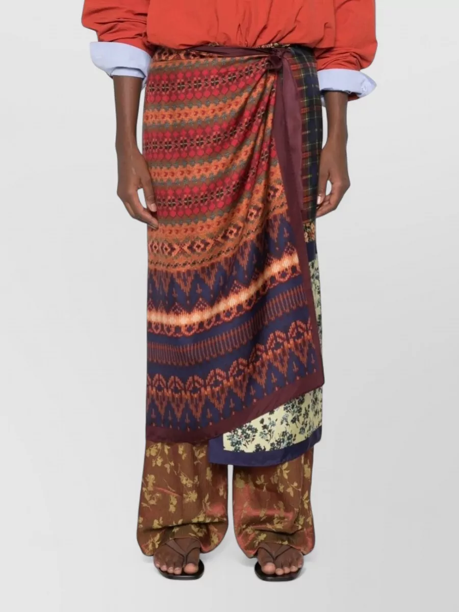 Dries Van Noten Silk Midi Wrap Skirt