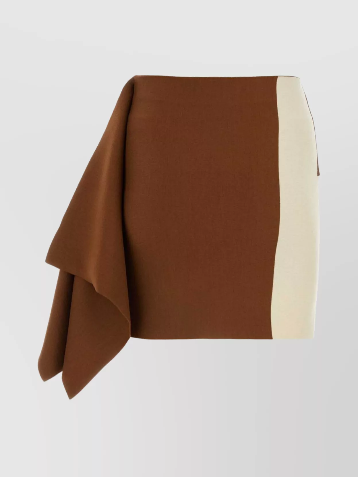 Fendi Mini Wool Skirt Asymmetrical Hem In Brown