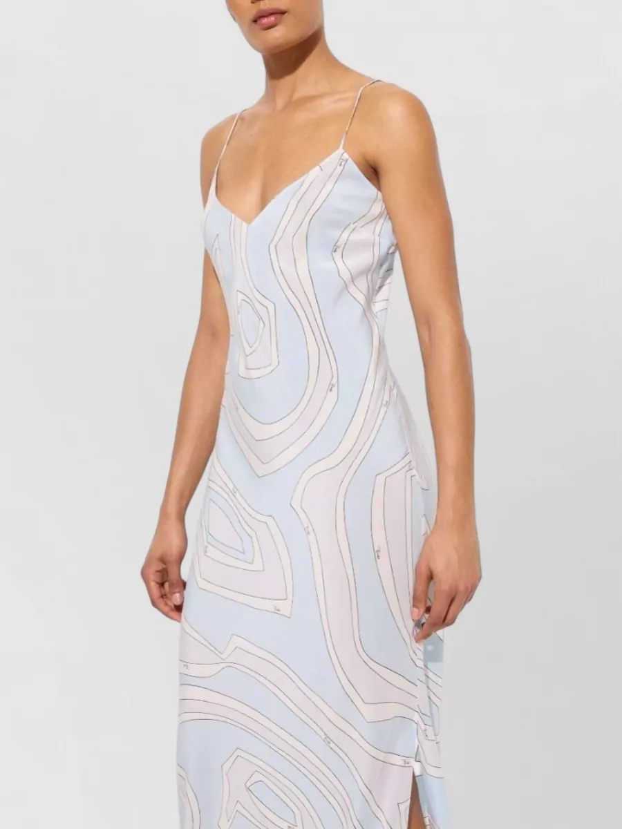 Pucci Silk V-Neck Side-Slit Maxi Dress