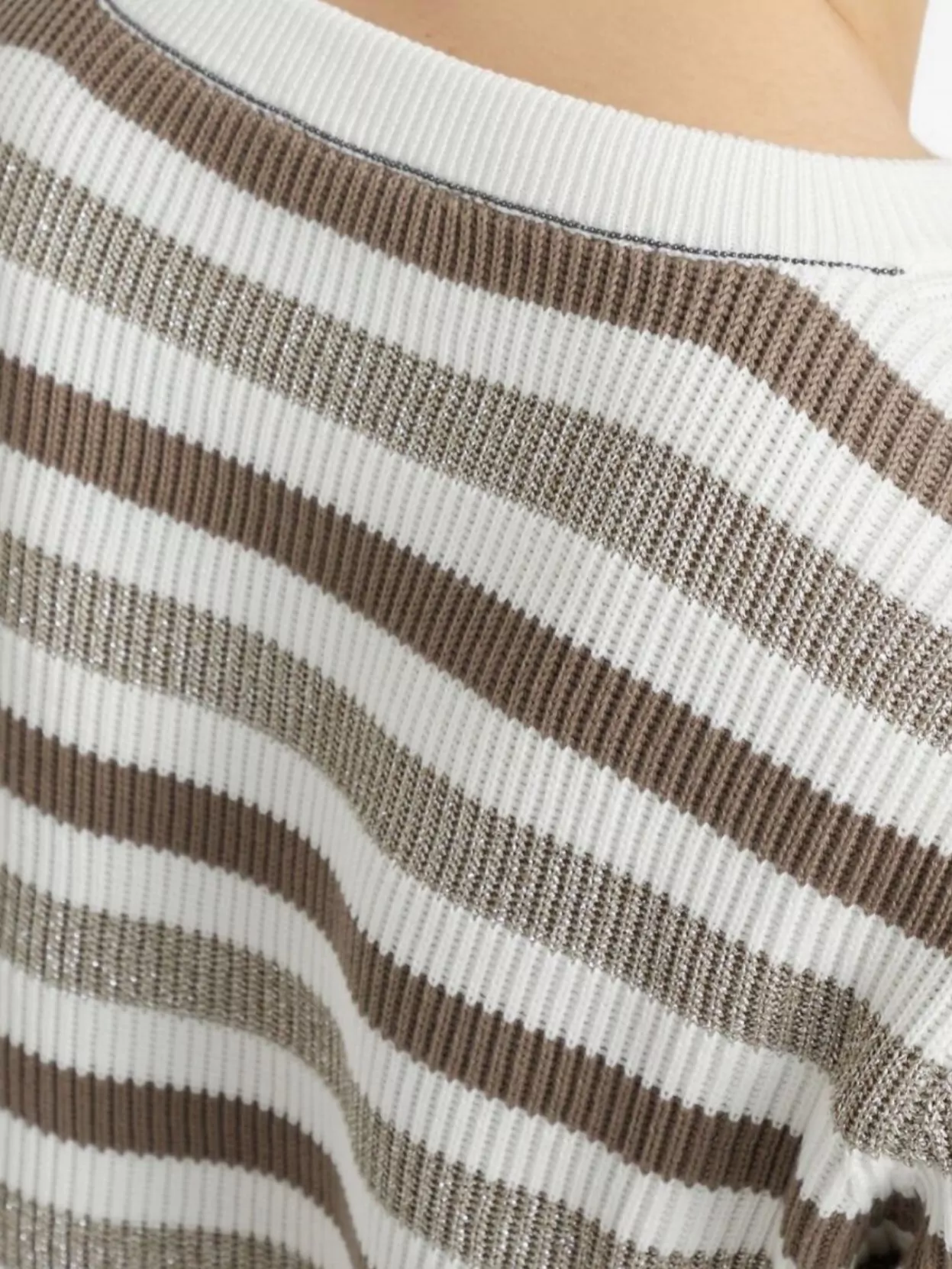 Brunello Cucinelli Striped Cotton Crewneck Sweater
