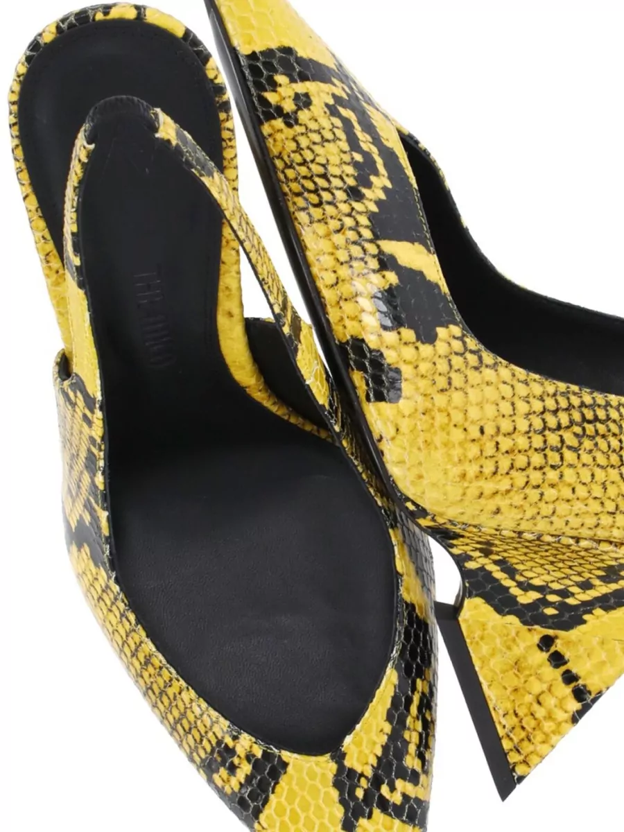 The Attico Leather Snake-Print Slingback Pumps