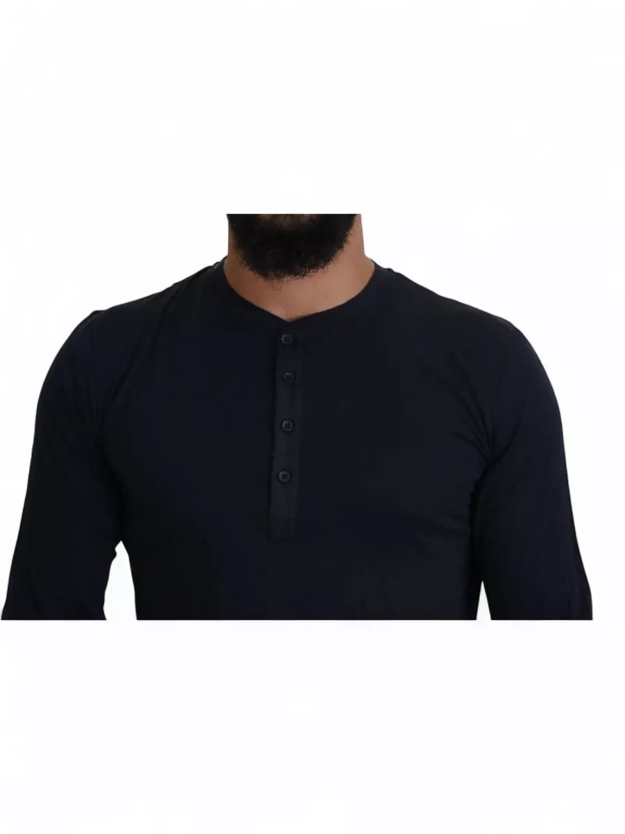 Dolce&Gabbana Silk Cotton Long-Sleeve Henley T-Shirt