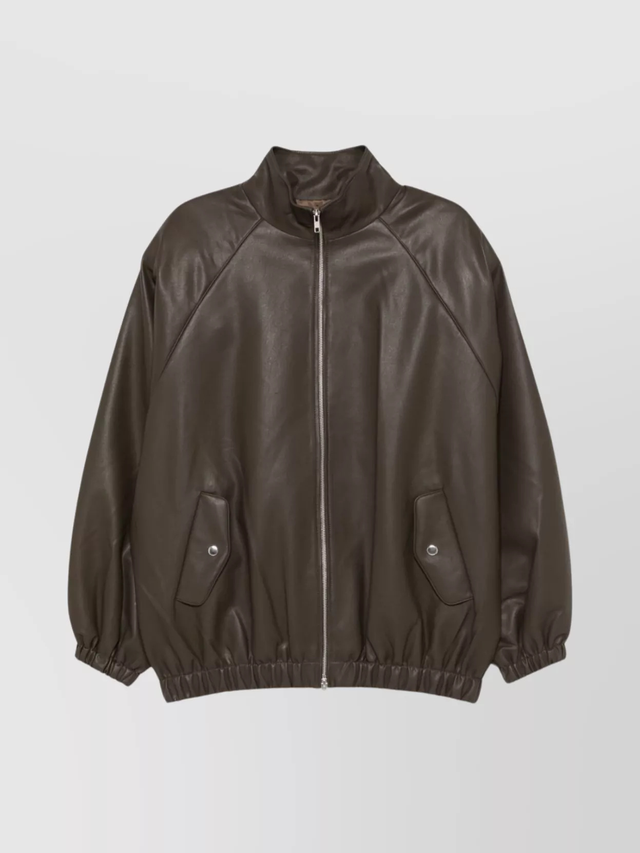 THE FRANKIE SHOP OVERSIZED FAUX LEATHER BOMBER JACKET WITH PUFF SLEEVES