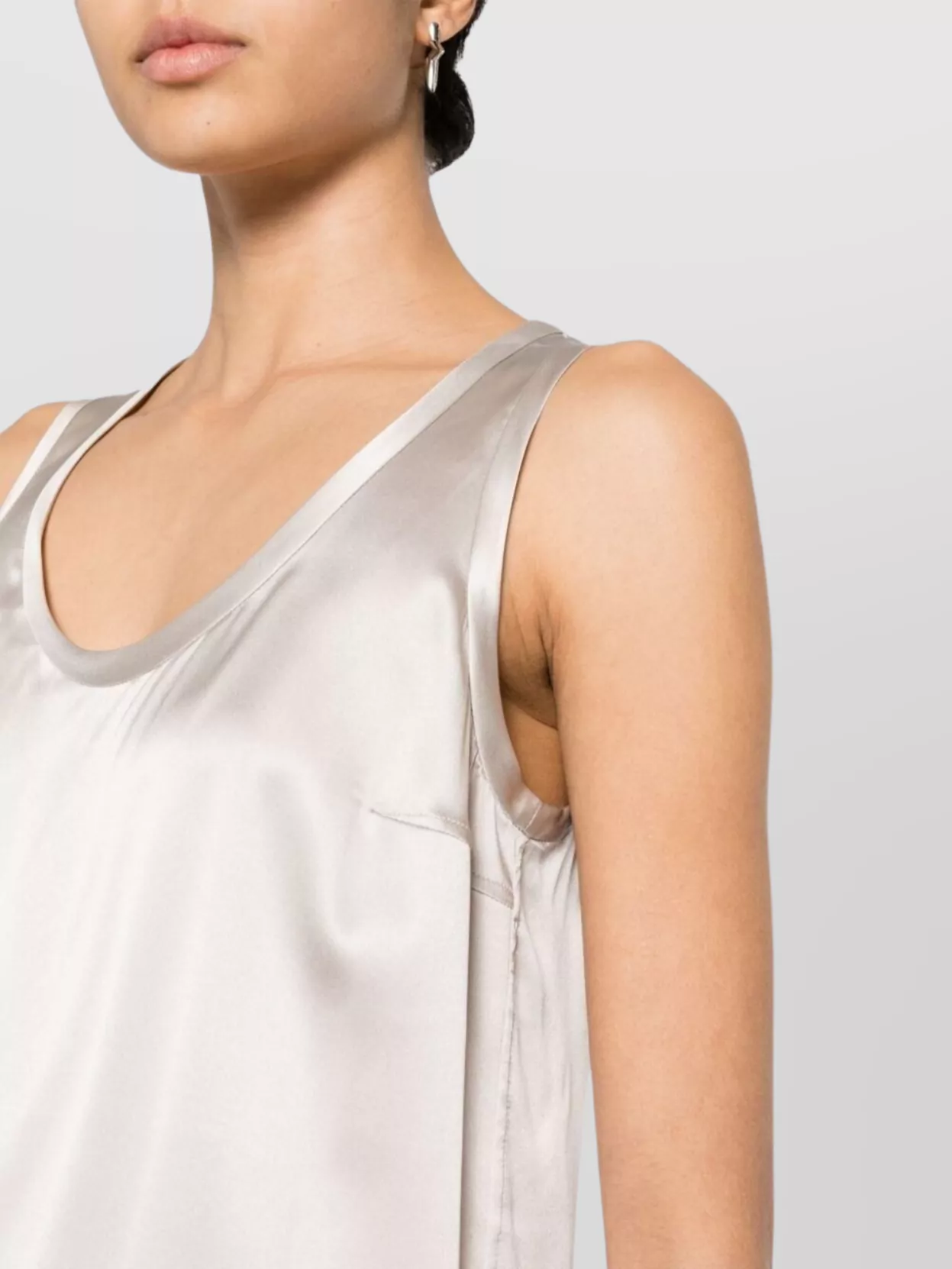 Brunello Cucinelli Satin Scoop Neck Sleeveless Blouse