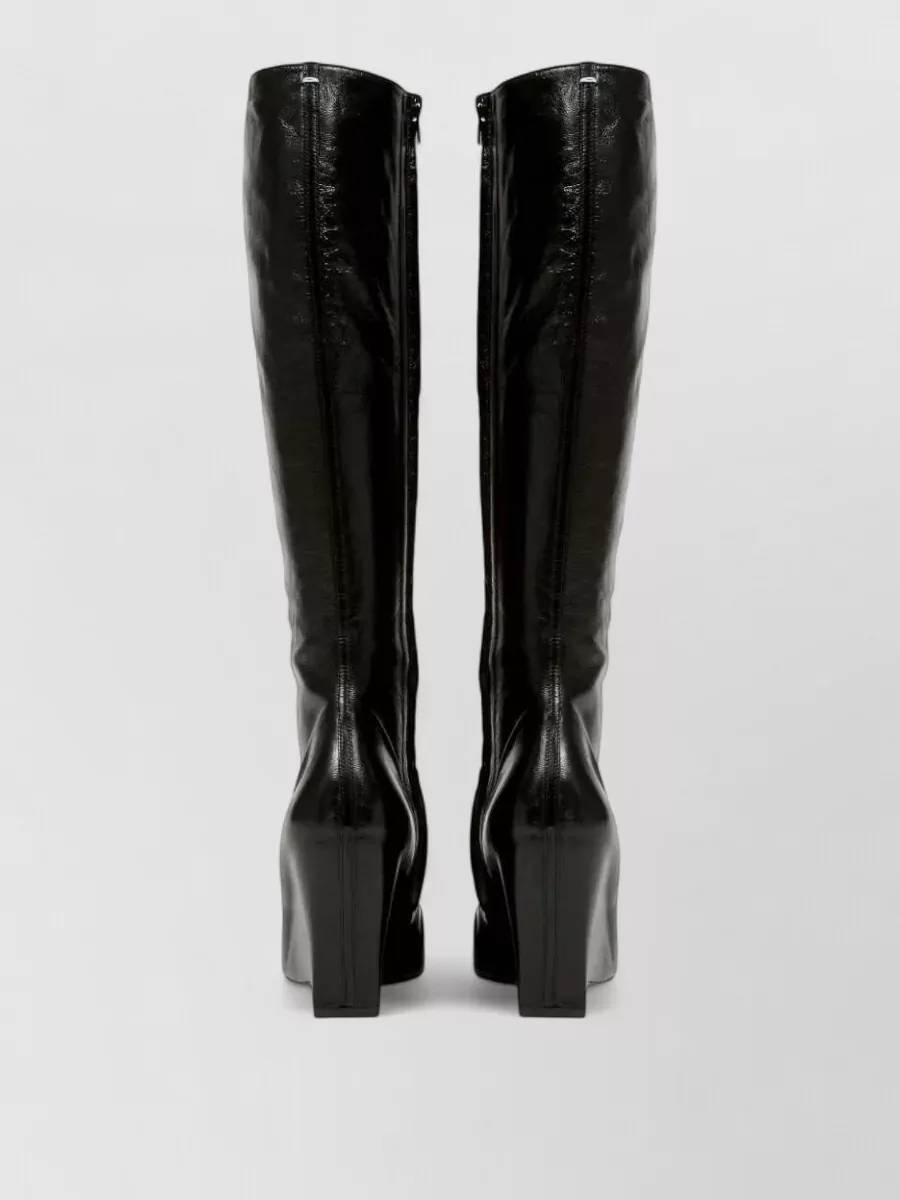 Maison Margiela Leather Pointed-Toe Knee-High Boots