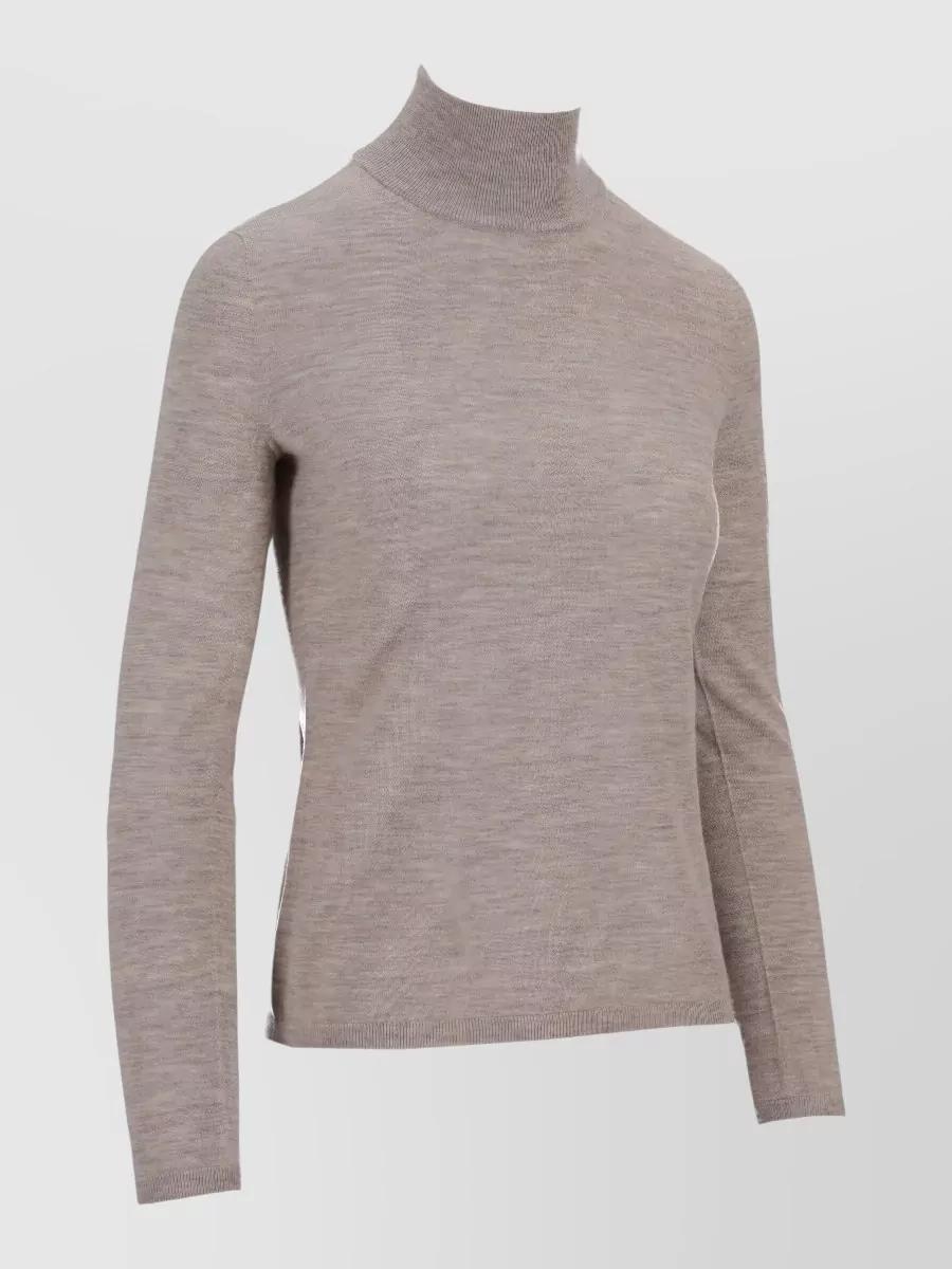 Max Mara Knit Turtleneck Long Sleeve Ribbed Top