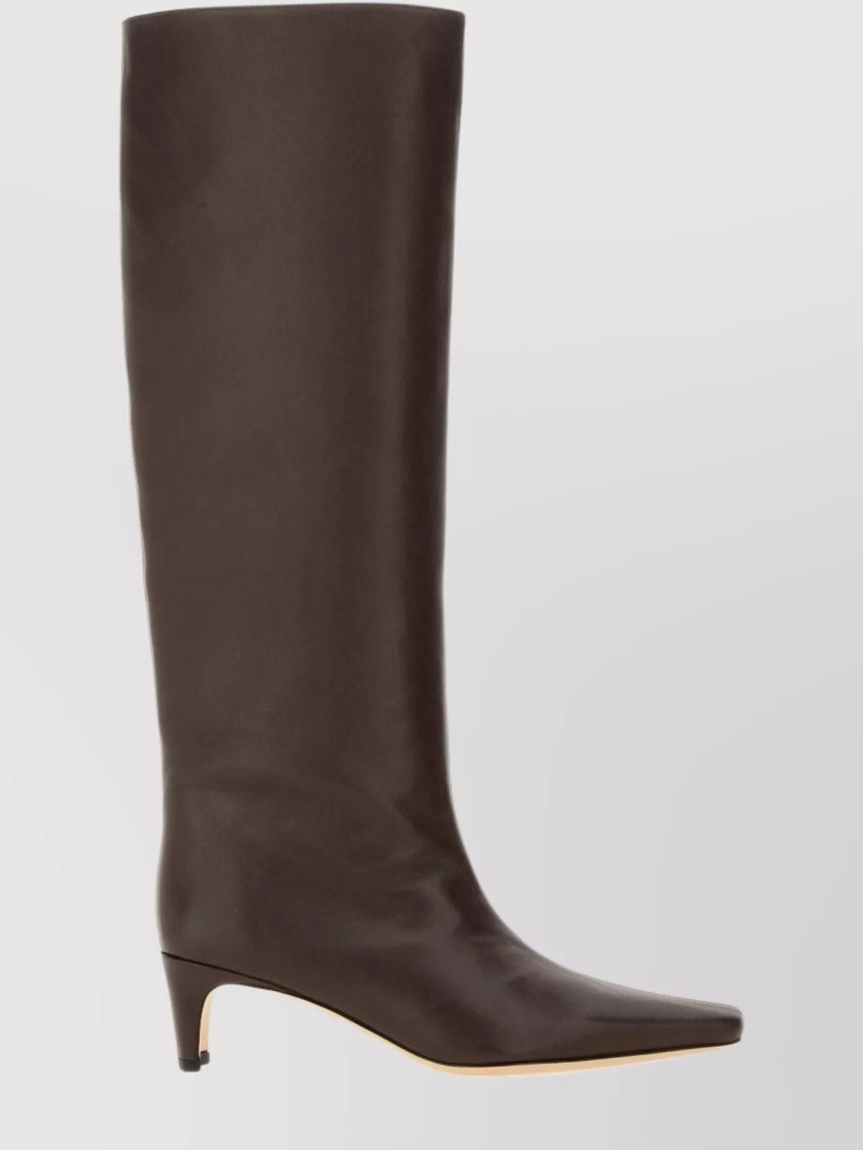 Staud Knee-high Leather Block Heel Boots In Brown