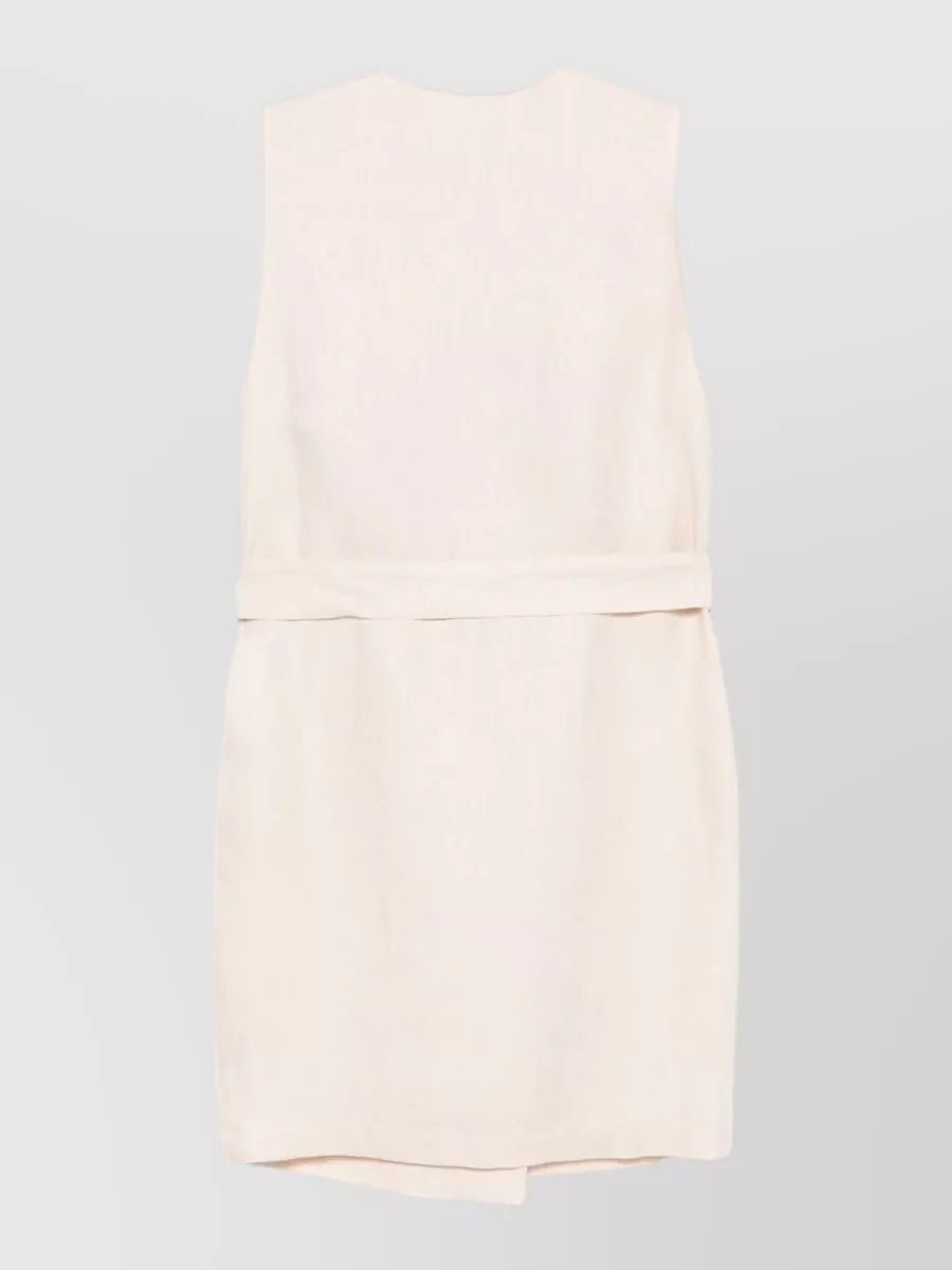 Alysi Linen Belted V-Neck Sleeveless Vest