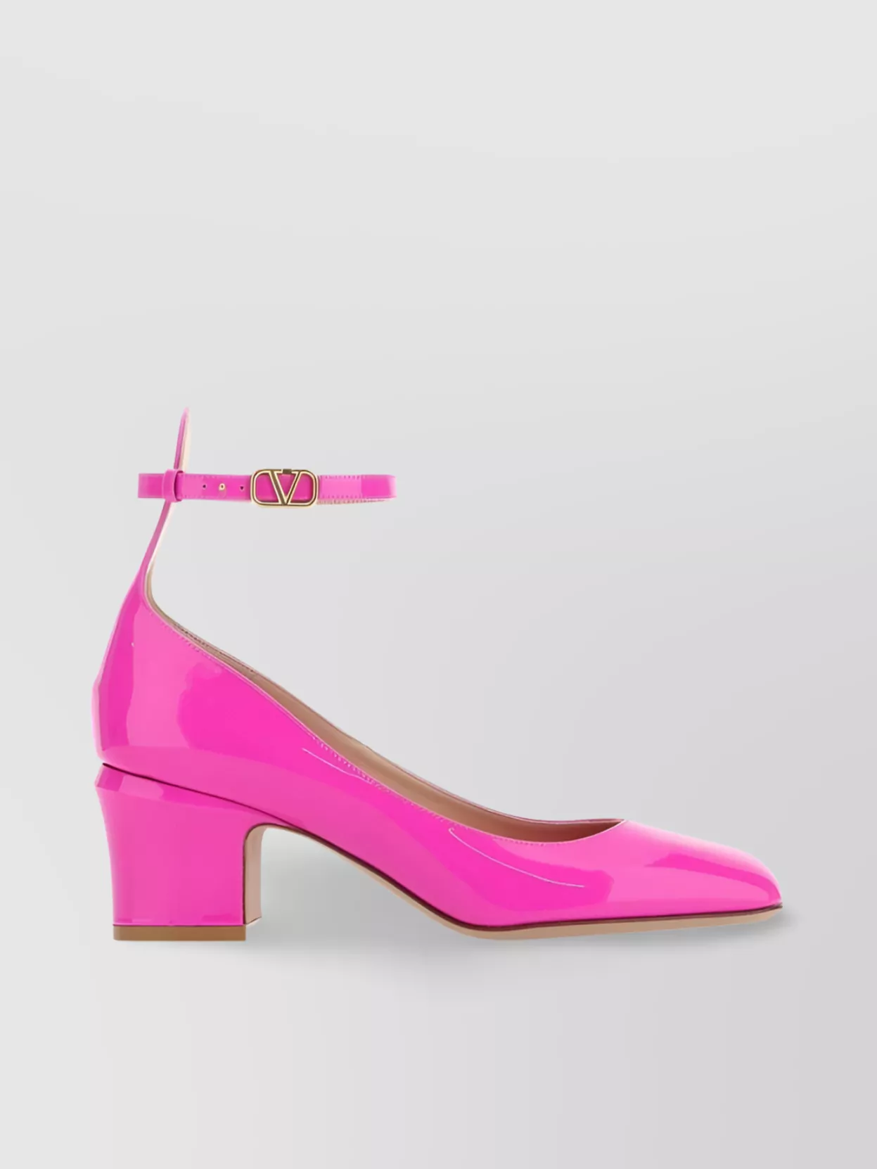 Valentino Garavani Bold Block Heel Pumps With Pointed Toe And Ankle Strap