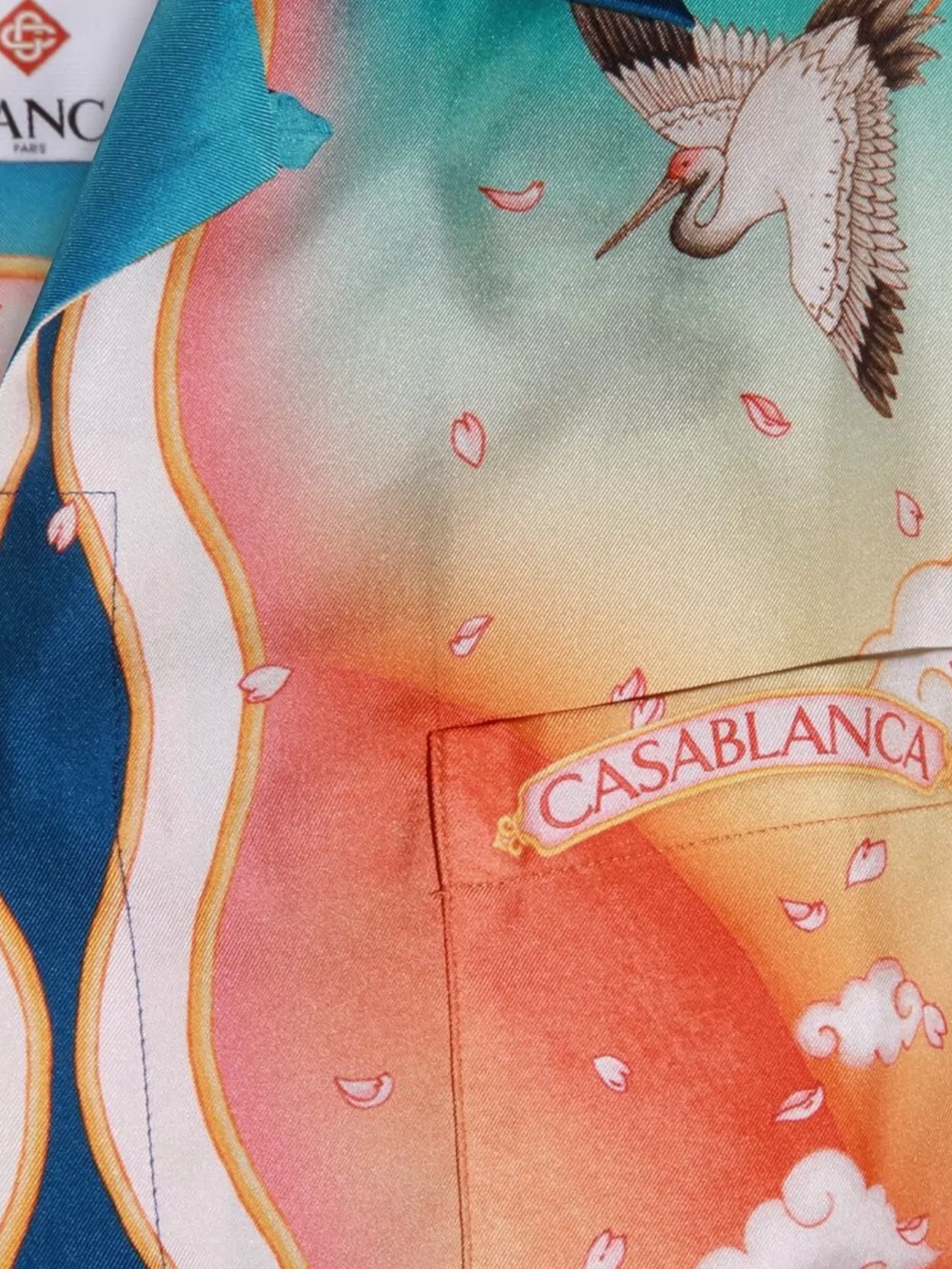 Casablanca Long Sleeve Colorful Print Top With Pocket