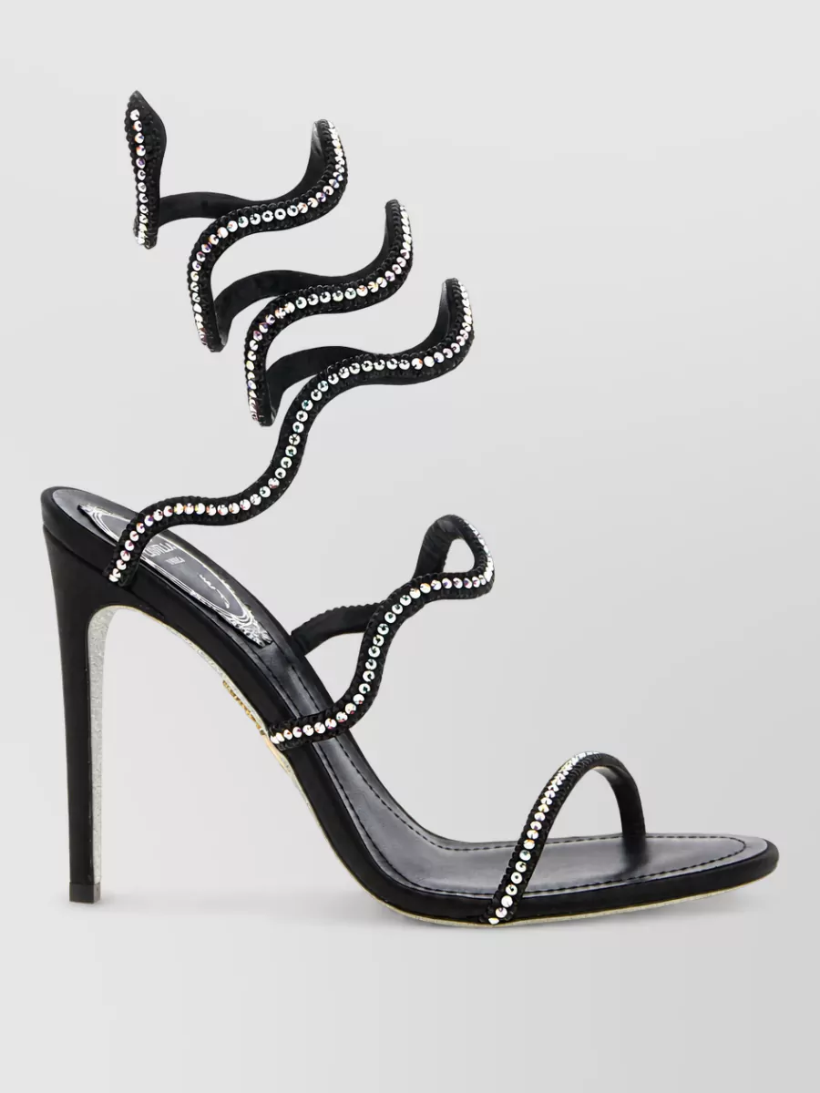 Rene Caovilla crystal-embellished satin stiletto sandals