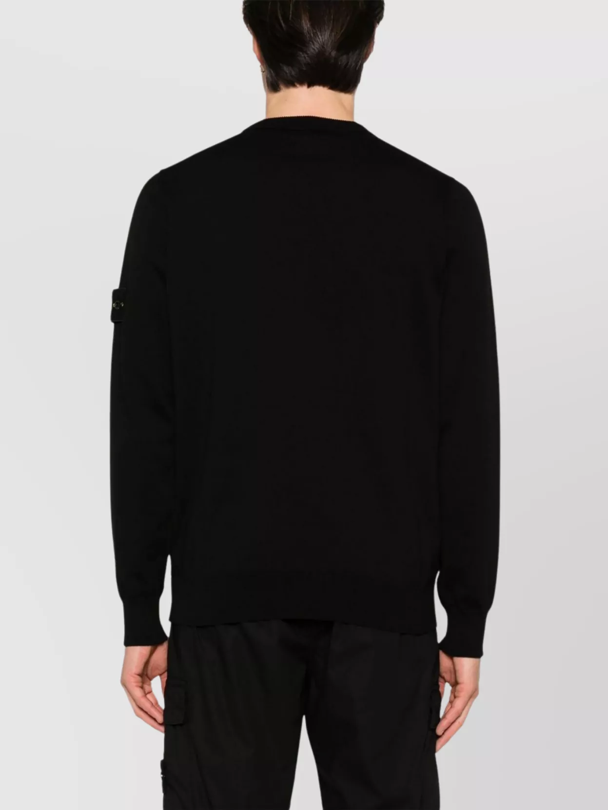 Shop Stone Island Left Sleeve Badge Crew Neck Sweater