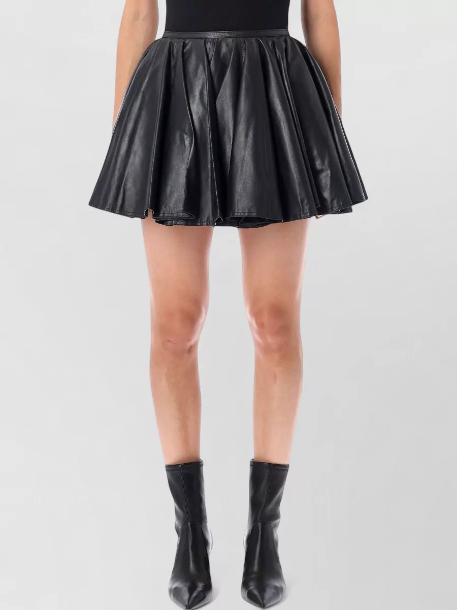 Haikure Leather Ziggy Wide Mini Skirt