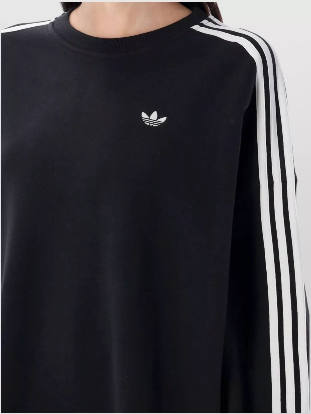 Adidas Originals Oversized Cotton Sweatshirt Striped Sleeves