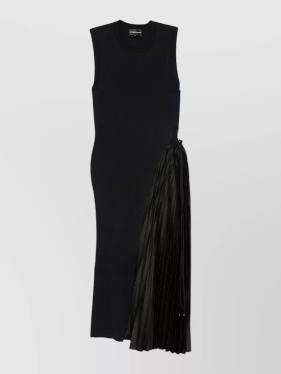 Emporio Armani ribbed pleated sleeveless midi dress