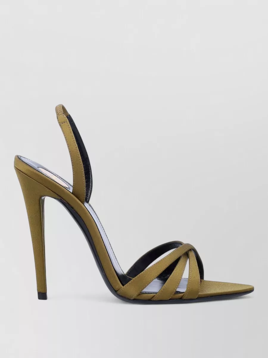 Saint Laurent Silk Satin Crisscross Slingback Sandals
