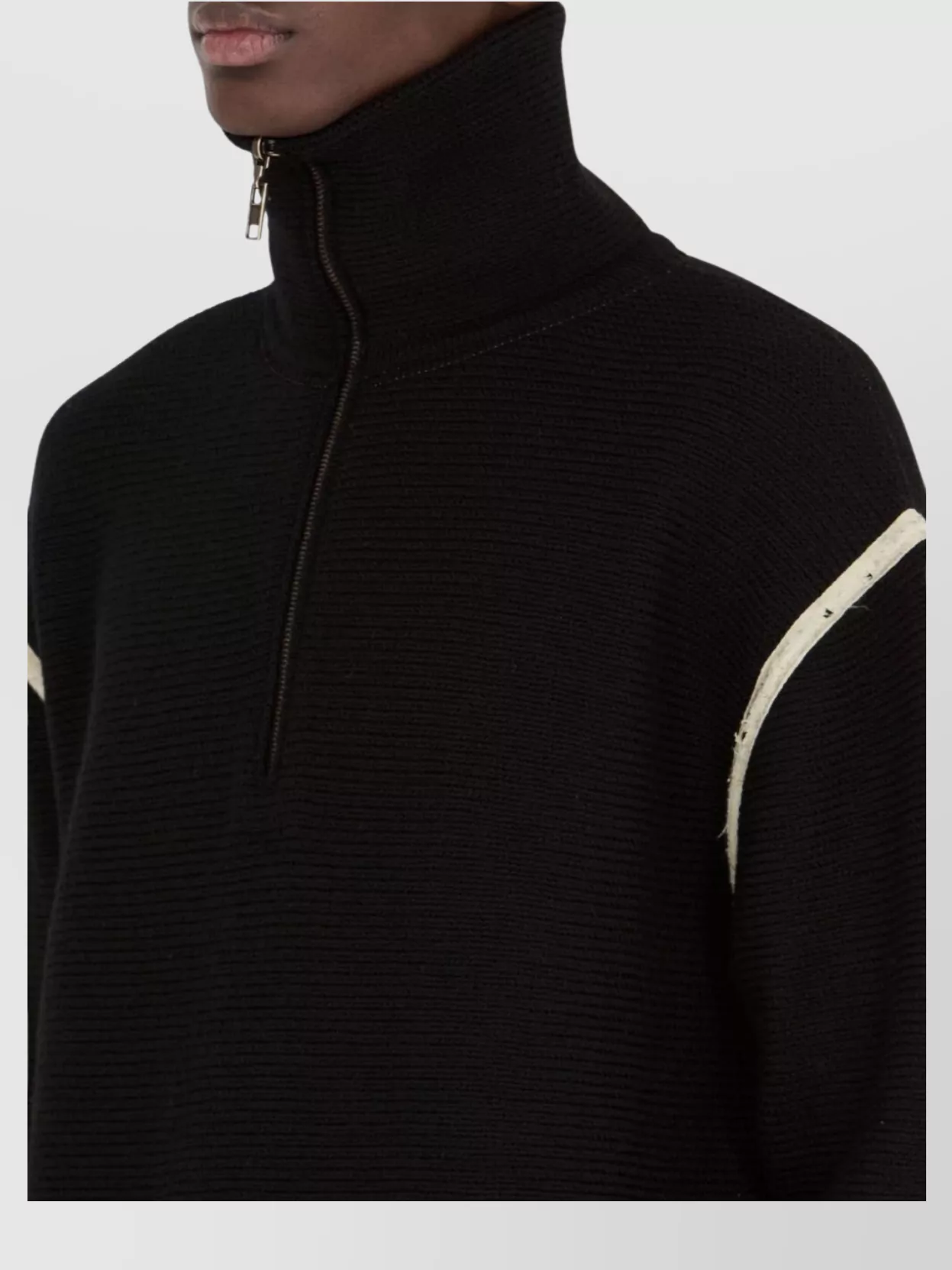 Maison Margiela High Neck Half Zip Knit Sweater