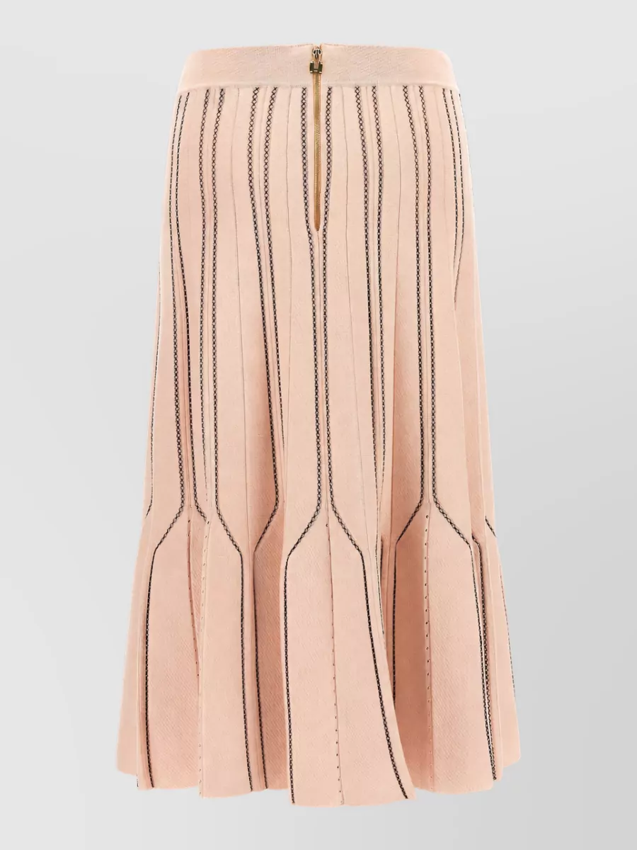 Elisabetta Franchi Ribbed High-Rise Pleated Midi Skirt