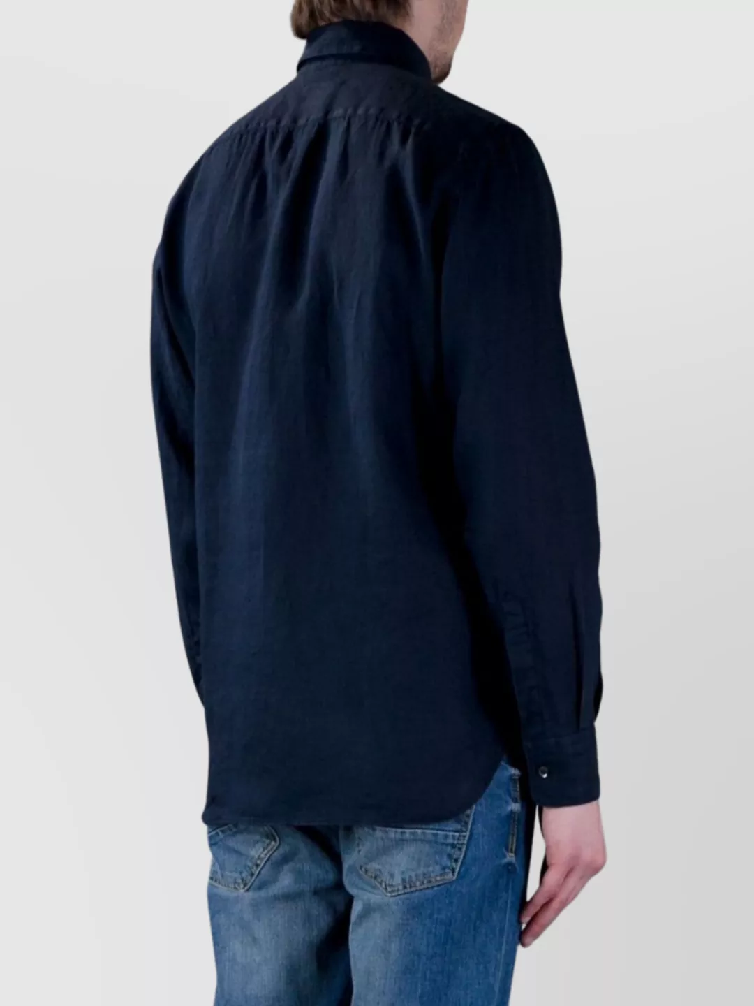 Aspesi Long Sleeve Shirt Curved Hem Design