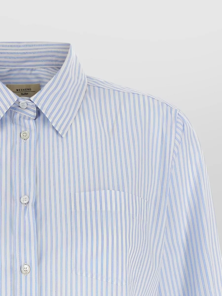 Weekend Max Mara Bahamas Striped Long Sleeve Shirt Pocket