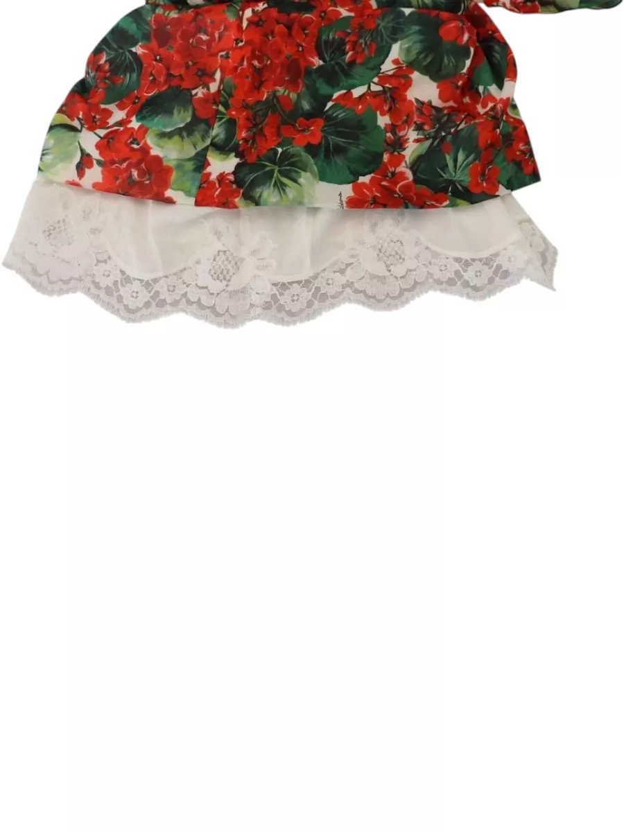 Dolce&Gabbana Silk Floral-Print Ruched V-Neck Midi Dress
