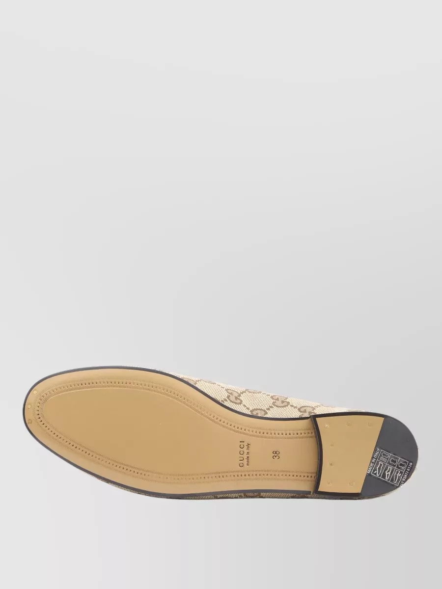 Gucci Jordaan Canvas Loafers Gold Hardware Leather