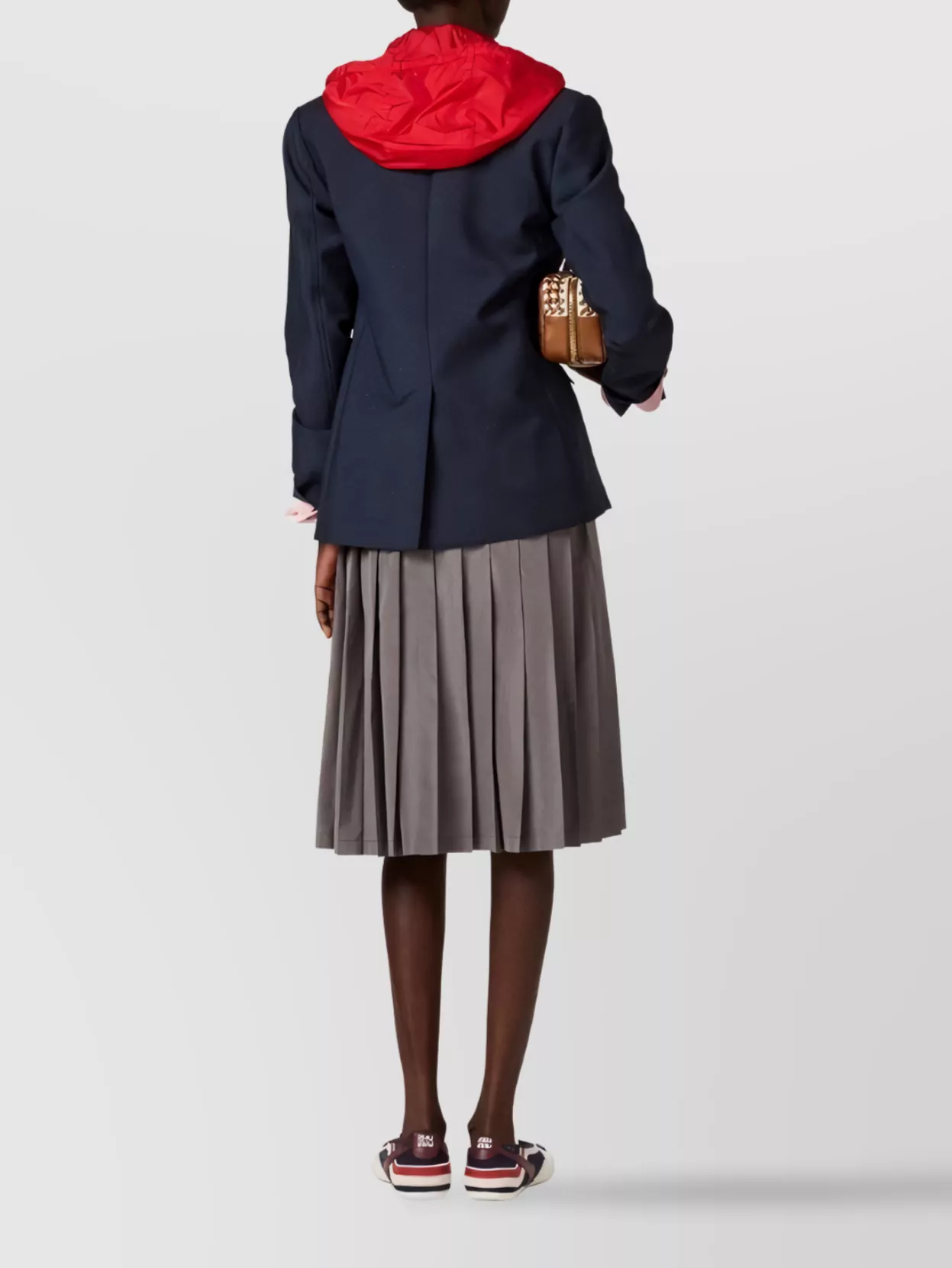 Miu Miu Mid-length Pleated Skirt Elastic Waistband In Gray