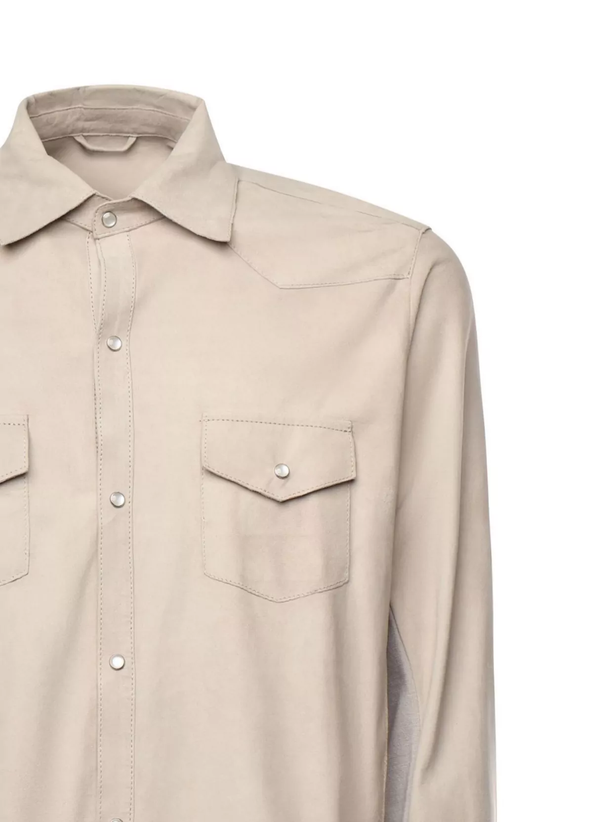 Eleventy Dual-tone Lambskin Shirt With Chest Pockets In Multi