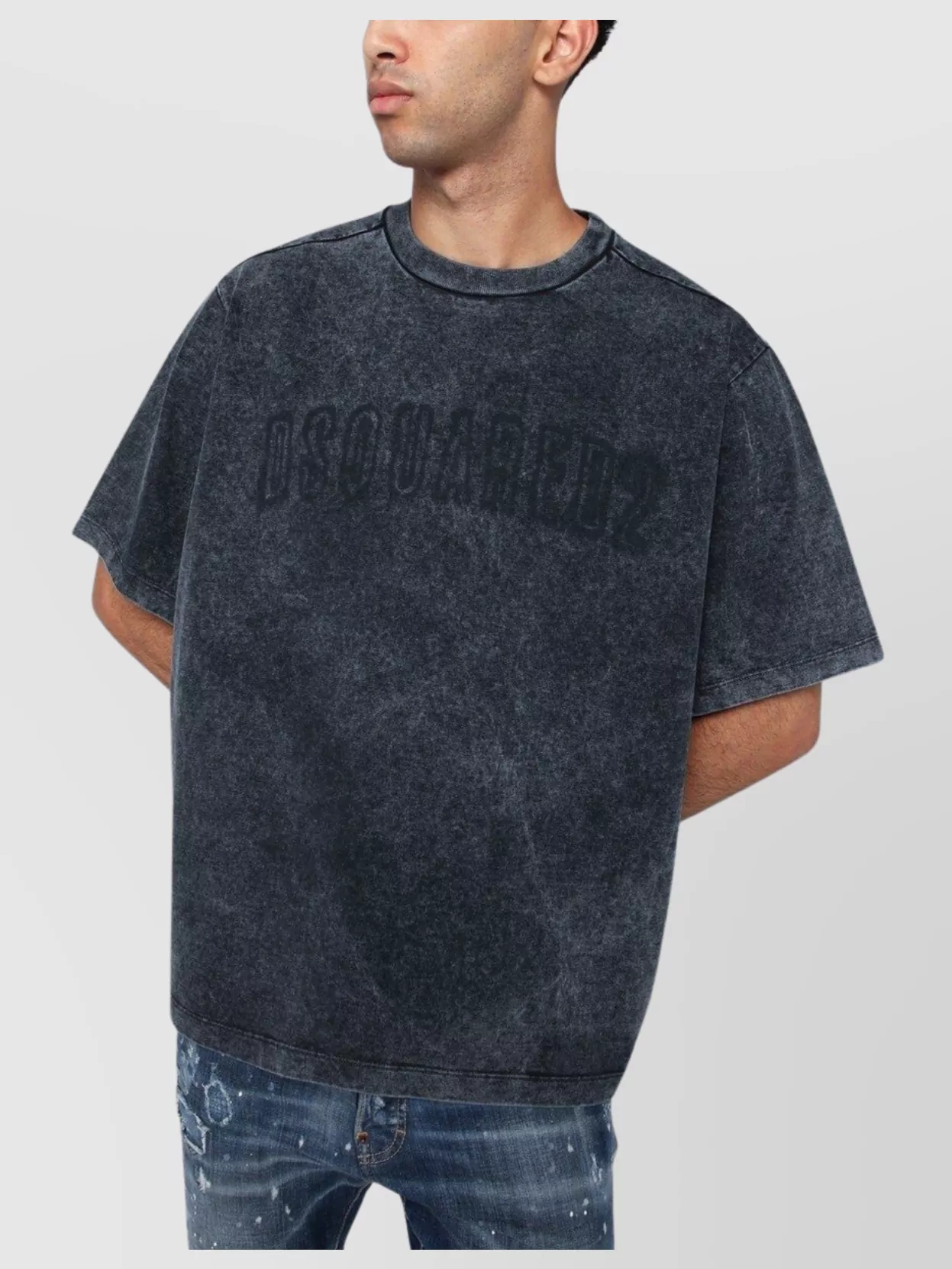 Dsquared2 Washed Grey T-shirt With Logo Men In Gray