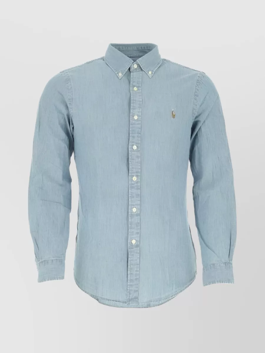 Shop Polo Ralph Lauren Polo Pony Chambray Embroidered Shirt In Pastel