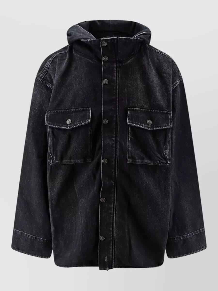 Balenciaga denim hooded parka