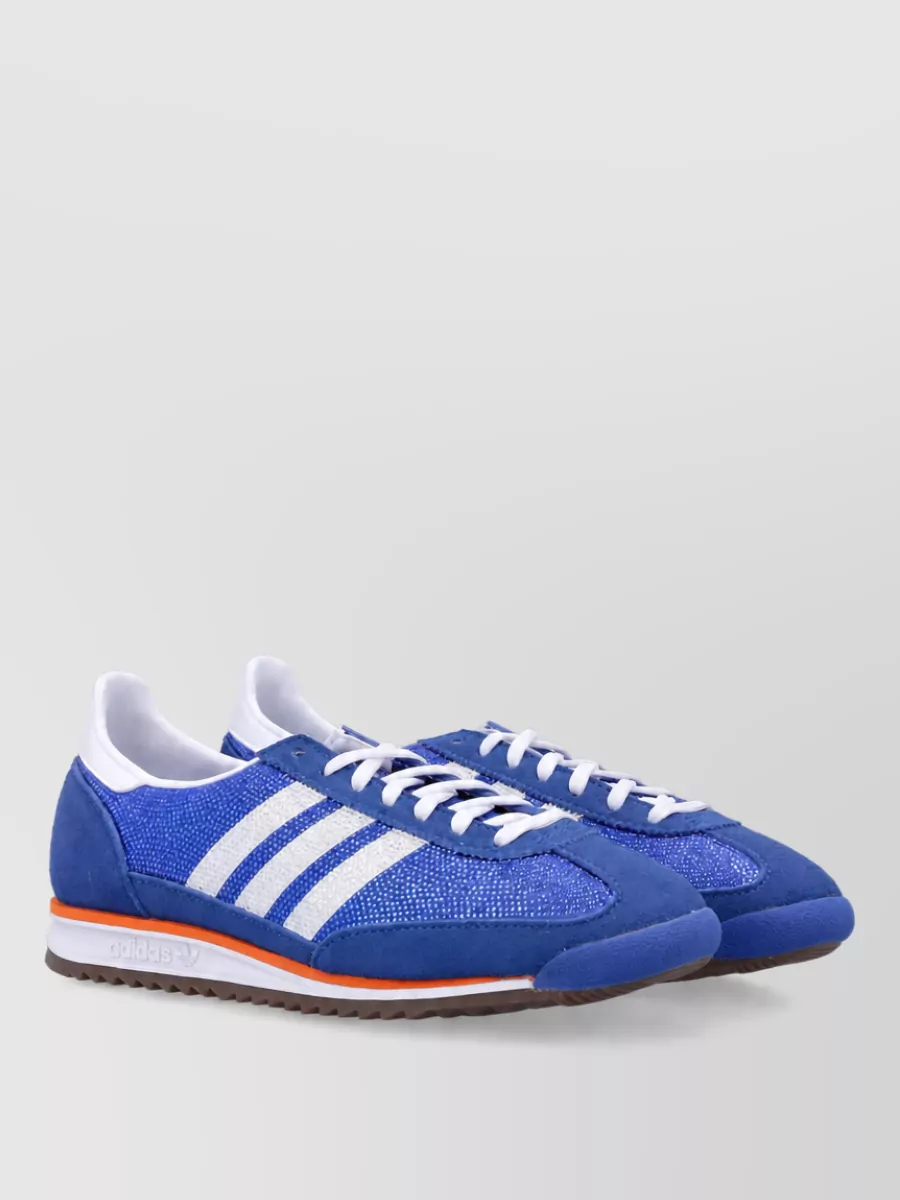 Adidas Originals leather rhinestone-embellished lace-up sneakers