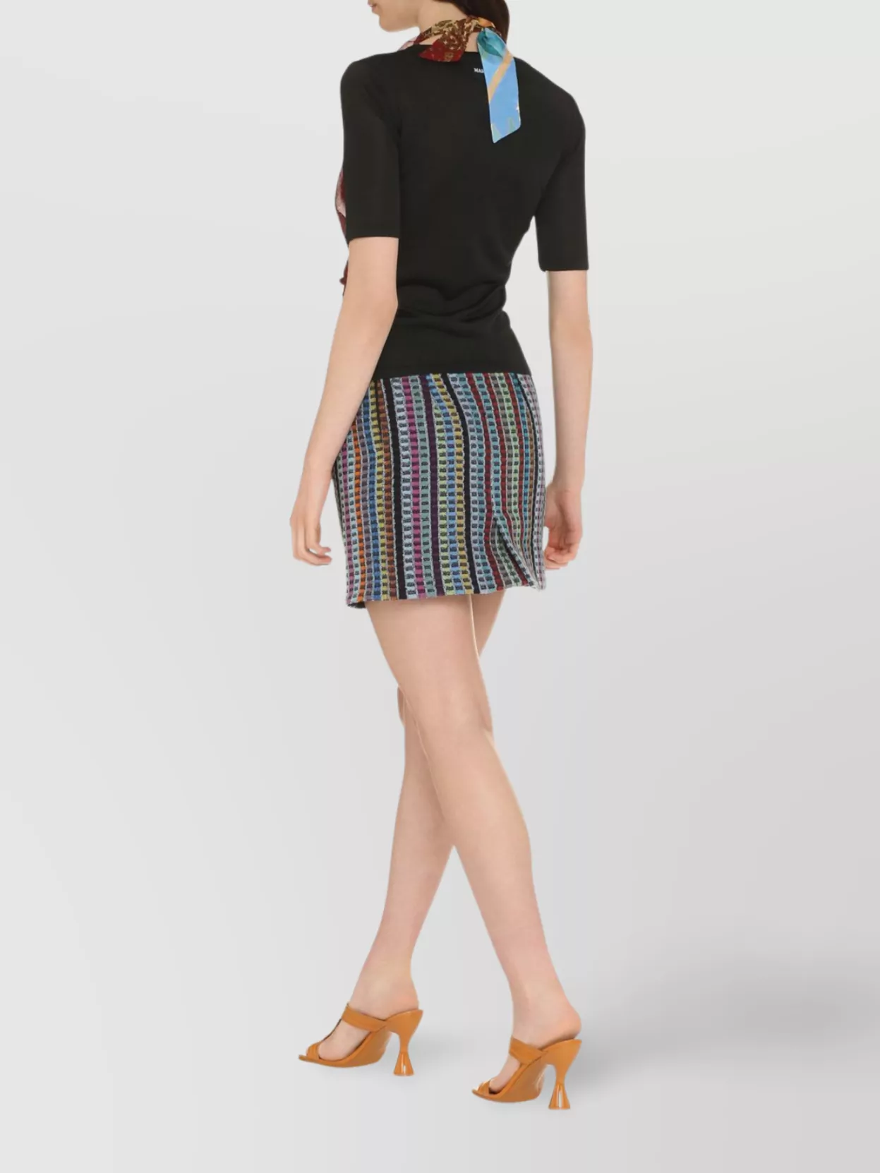 Marine Serre Knit Top With Silk Scarf Detail