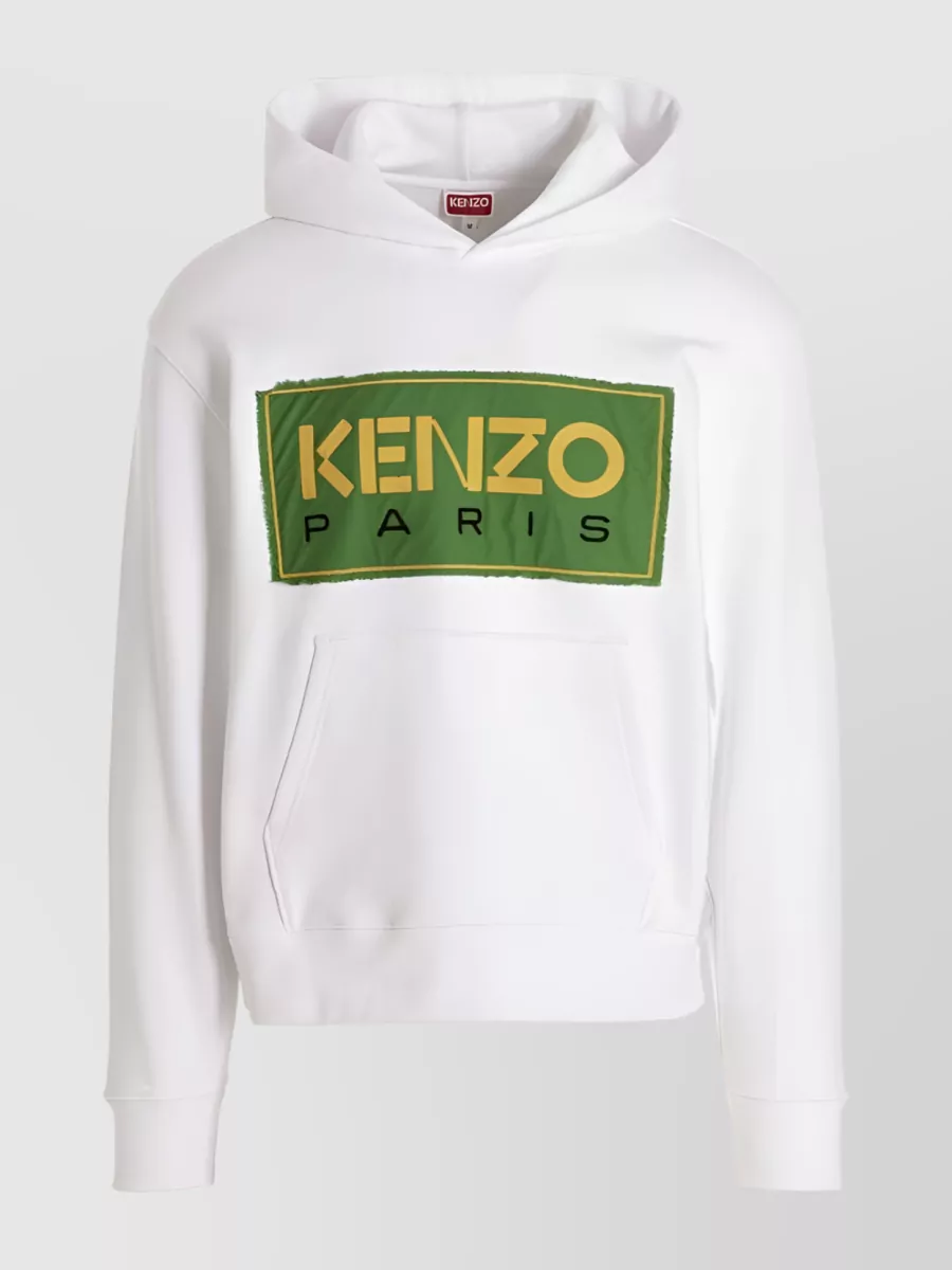 Shop Kenzo  Ss23 Logo-patch Hoodie In White
