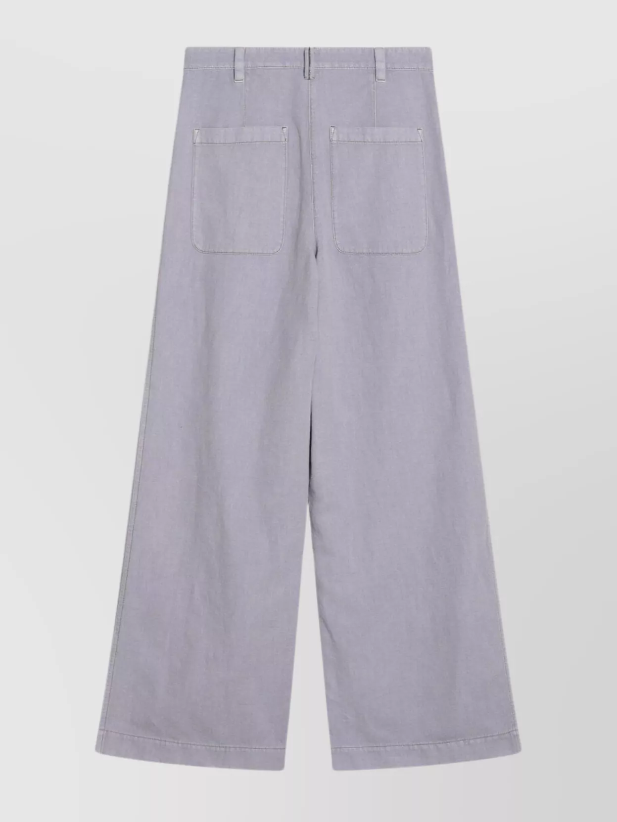 Brunello Cucinelli Violet Pants With Monil Detail On The Loop And Wide Leg In Cotton And Linen Blend Woman In Gray