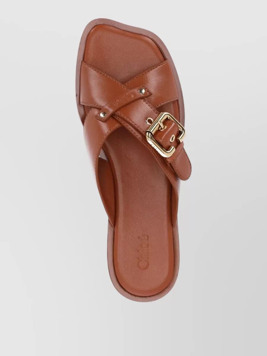 Chloé Sandals Open Toe Flat Sole Buckle Detail