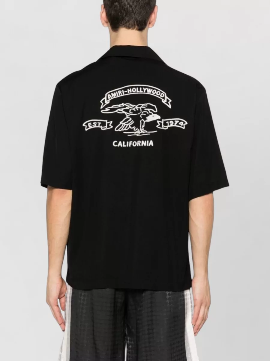 Amiri Camp Collar Nylon Blend Silk Shirt