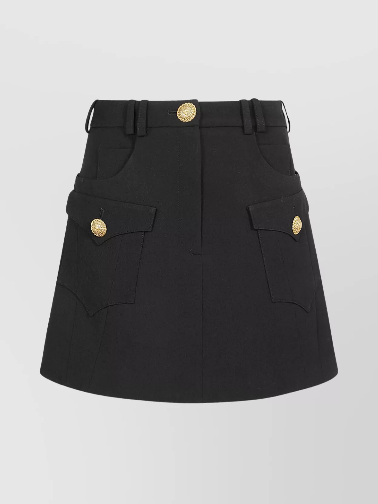 Shop Balmain Structured Waistband Trapeze Skirt With Front Pockets
