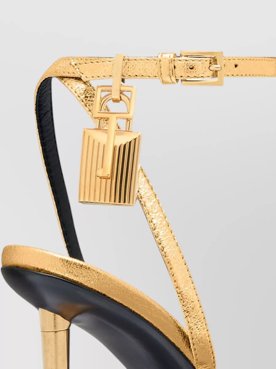 Tom Ford Leather Padlock Pointed-Toe Sandals