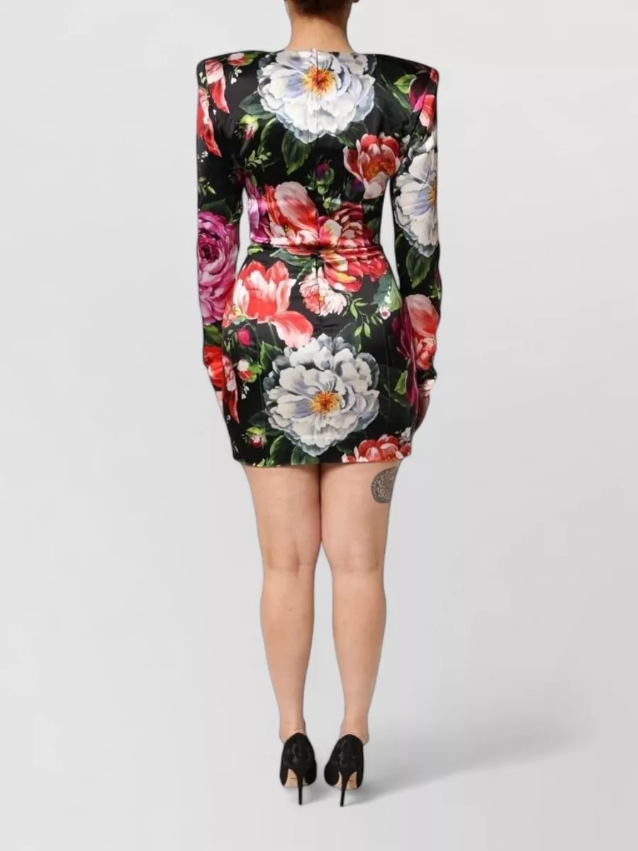 Dolce&Gabbana Floral-Print Long-Sleeve Mini Dress
