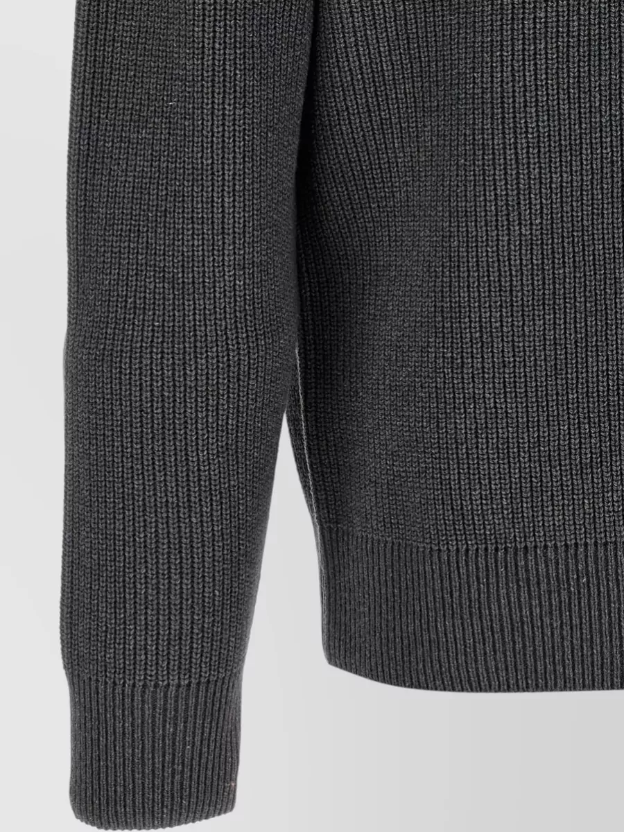 Jw Anderson High Collar Rib Knit Half Zip Sweater