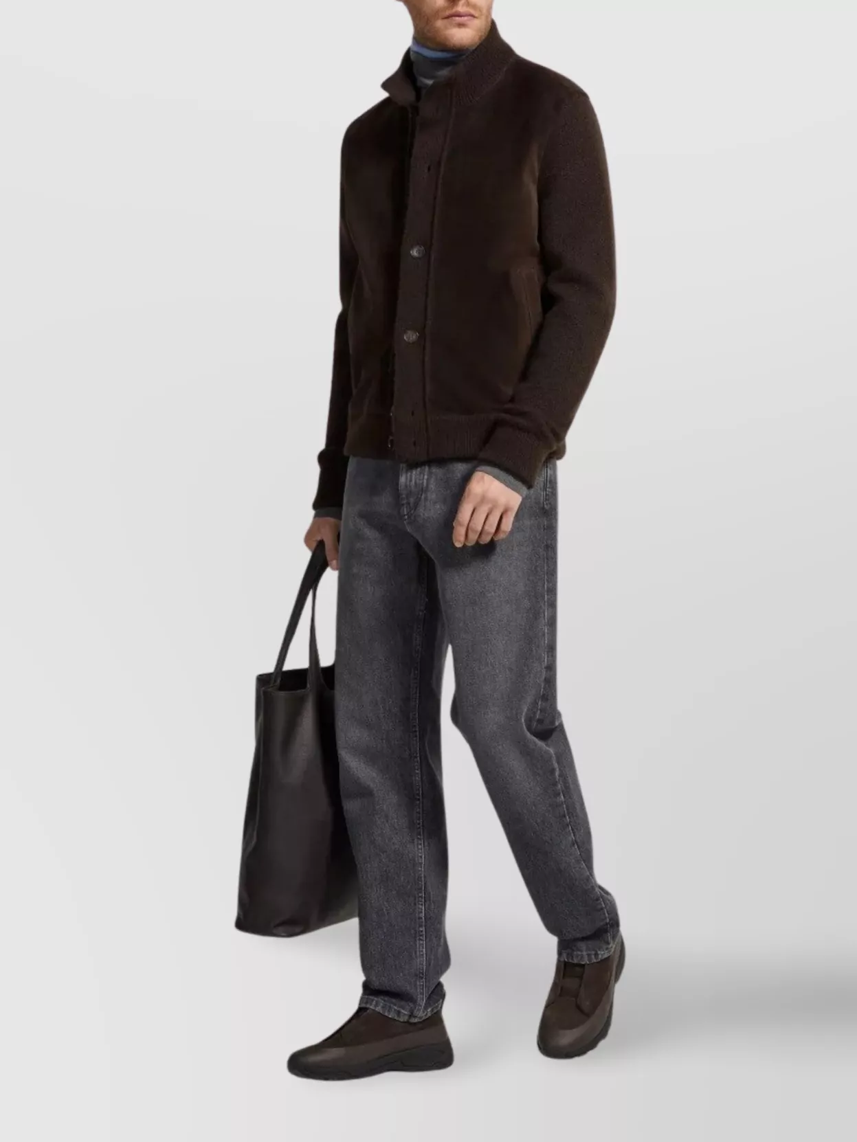 Zegna Jacket With High Collar And Ribbed Cuffs
