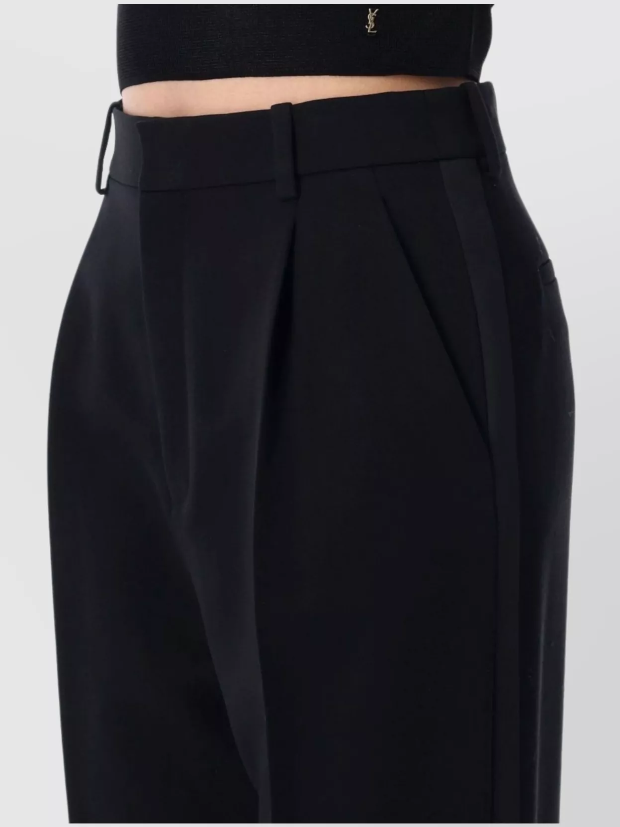 Saint Laurent Pleated Wide Leg Trousers With Pockets
