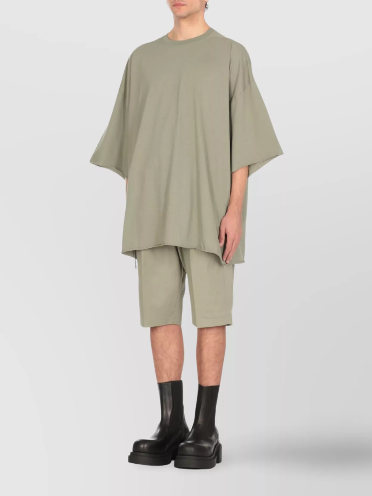 Rick Owens Crewneck Oversize Dropped Shoulders T-shirt In Gray