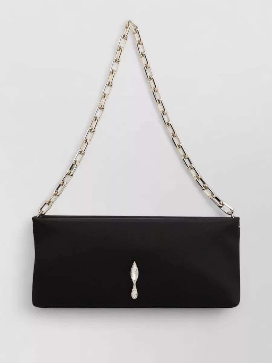 Christian Louboutin Satin Crystal-Embellished Clutch Bag