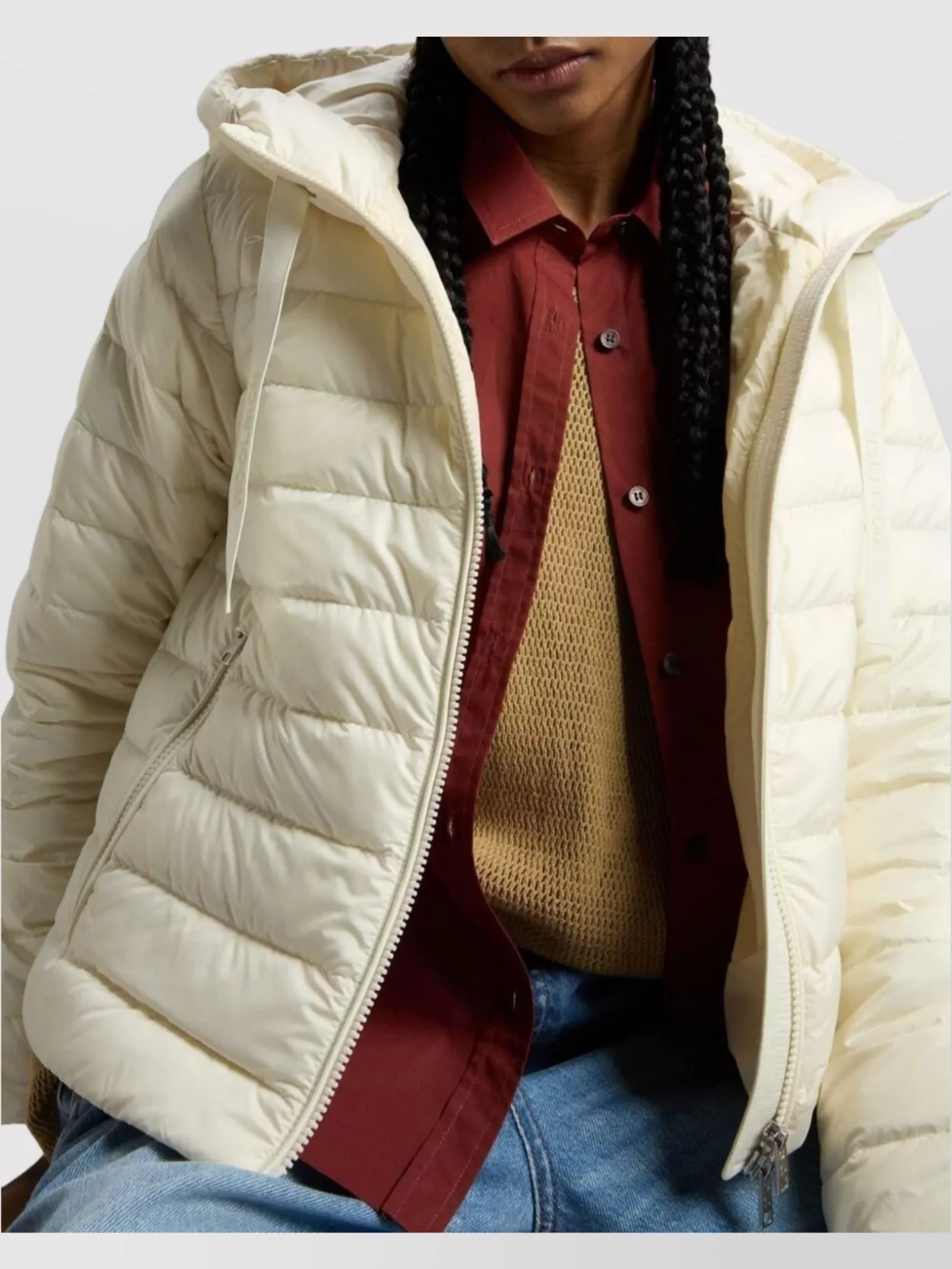 Shop Woolrich Short Down Jacket With Hood And Quilted Pattern